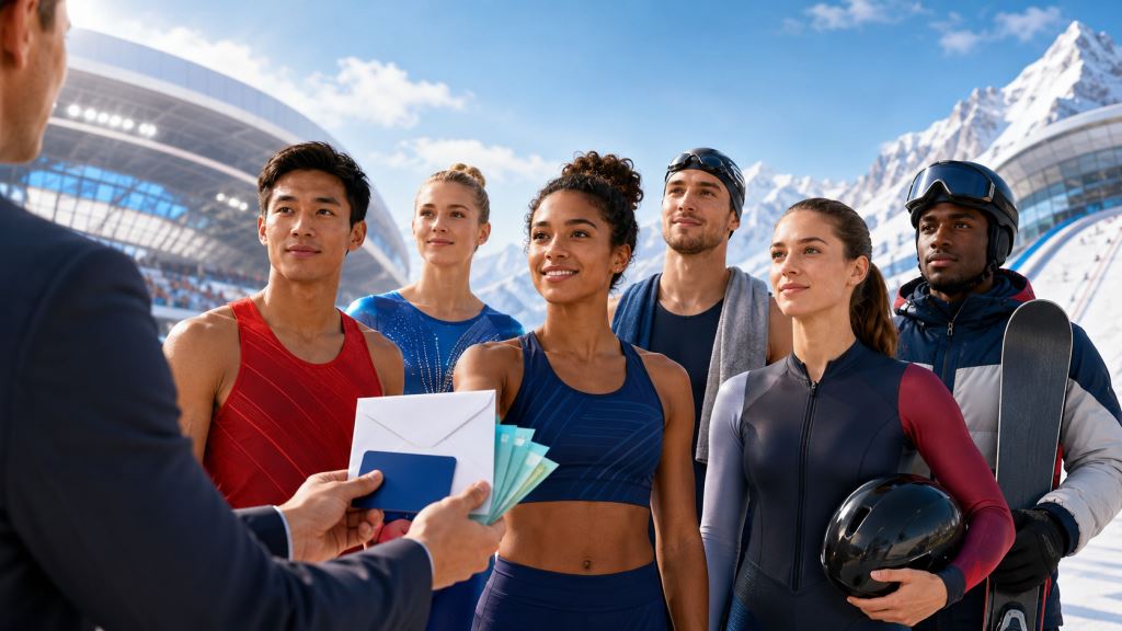 KI-Illustration: IOC zahlt Olympioniken erstmals direkt: 10.000-Dollar-Zuschuss verändert die Unterstützung der Athleten