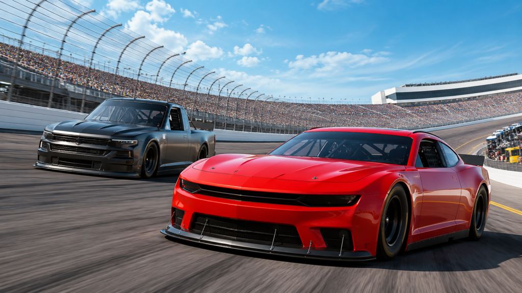 AI illustration: Dodge targets NASCAR Cup Series return in 2027 after Ram Truck Series launch and Daytona 500 plan
