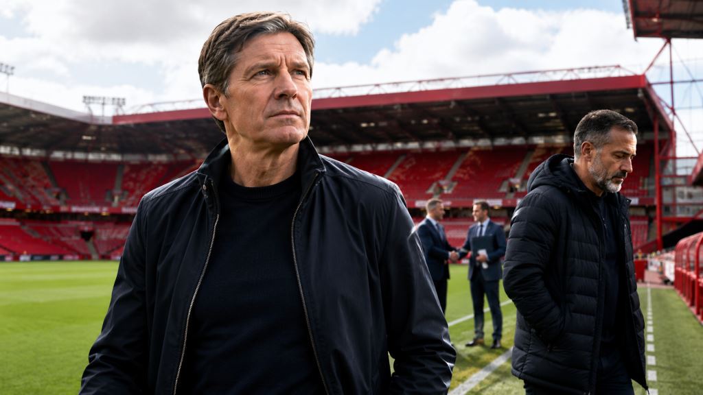 KI-Illustration: Nottingham Forest verhandelt mit Oliver Glasner nach Pereira-Aus und neuem Trainerknall am City Ground