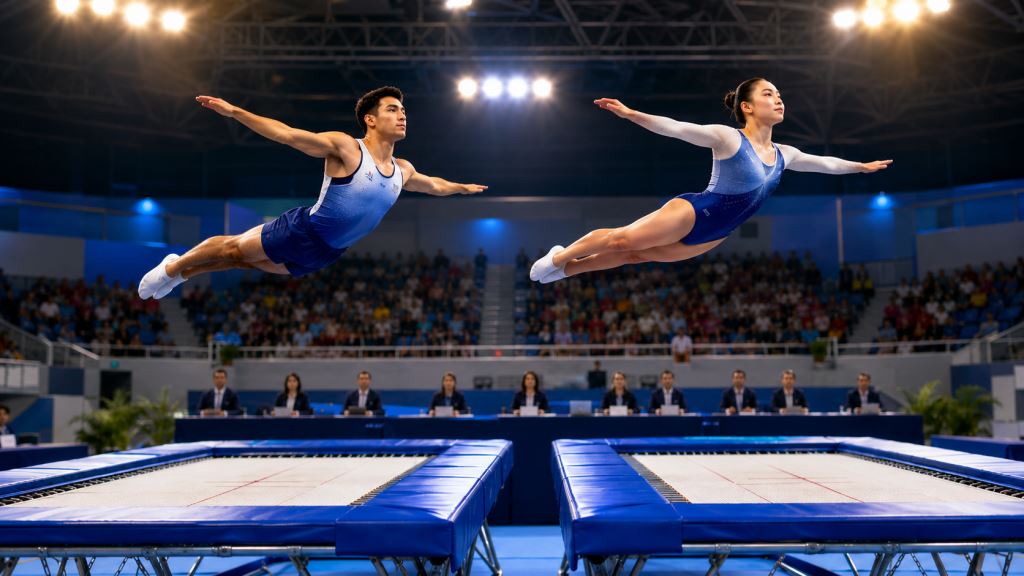 Ruben Padilla and Maia Amano win mixed synchronized trampoline gold at Pan American Championships in Medellín