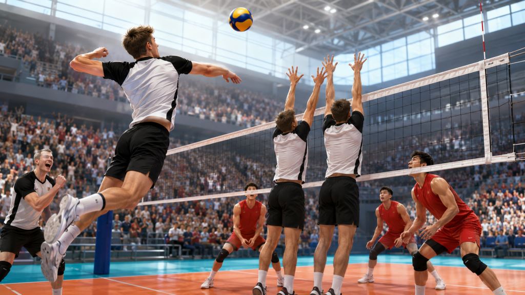AI ilustracija: Njemačka pobjeda nad Kinom 3:1 u Gliwicama i važan korak prema završnici VNL-a 2026 za mušku selekciju