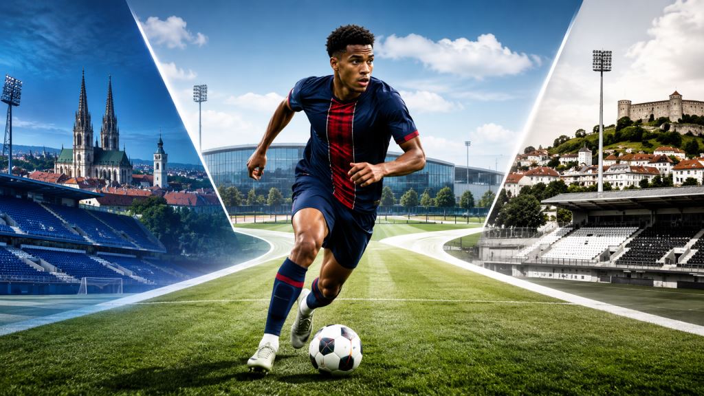 ilustracja AI: Noah Nsoki między Dinamem a Vitórią Guimarães: talent PSG szuka tego lata szybszej drogi do regularnej gry