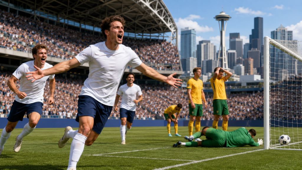 ilustración con IA: Estados Unidos vence a Australia 2-0 en Seattle y encamina su pase en el Mundial 2026