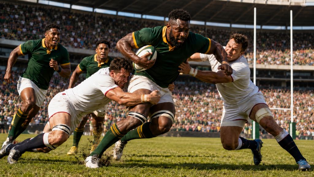 KI-Illustration: Südafrika überrollt England 45:21 im Ellis Park und setzt beim Nations Championship Auftakt ein klares Signal