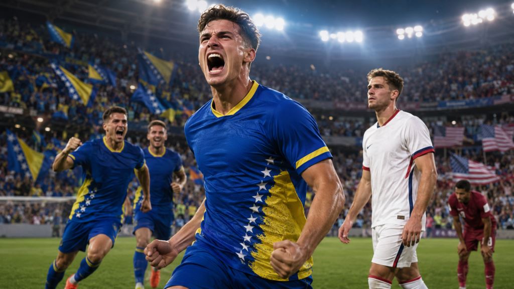 KI-Illustration: Bosnien und Herzegowina steht nach Katar-Sieg fast sicher vor USA-Duell in der K.-o.-Phase der WM 2026