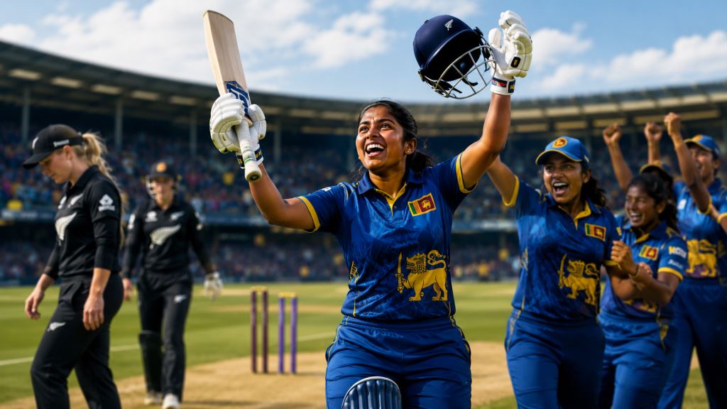 illustration IA: Le Sri Lanka renverse la Nouvelle-Zélande à Southampton lors du Women’s T20 World Cup 2026