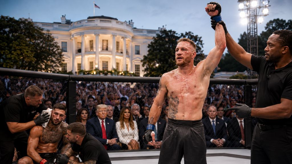 AI ilustracija: Justin Gaethje zaustavio Iliju Topuriju pred Bijelom kućom i osvojio UFC naslov lake kategorije