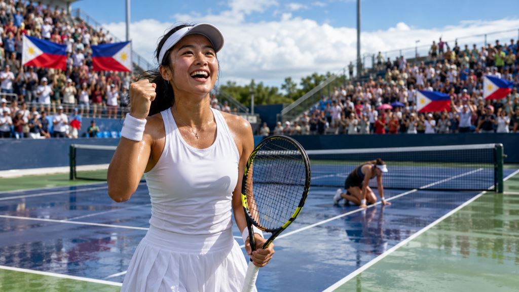 AI illustration: Alex Eala makes Philippine tennis history with comeback win over Pegula for first WTA title in Washington