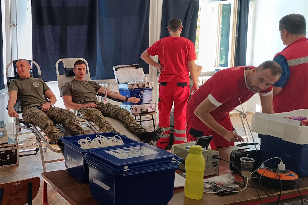 Members of the 1st Armored Mechanized Battalion Falcons participated in the voluntary blood donation action in Našice