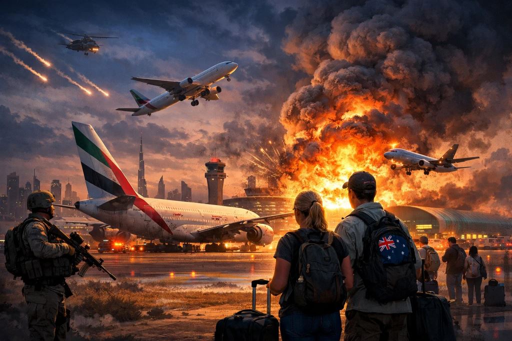 Explosions near Dubai Airport and a warning from Penny Wong: cancellations and delays threaten Australian travellers’ flights