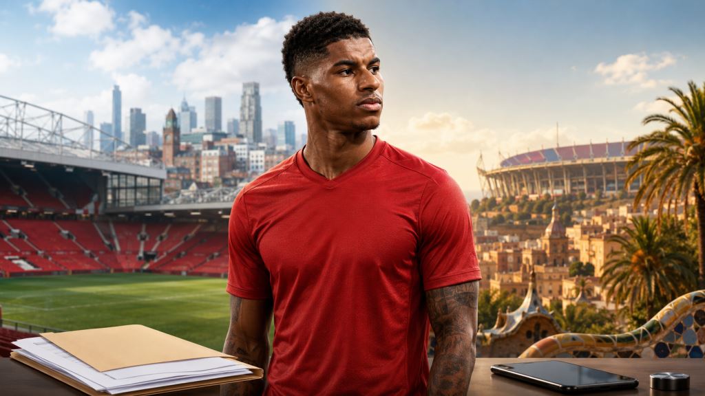 AI illustration: Marcus Rashford transfer from Manchester United grows harder after £40 million release clause expires
