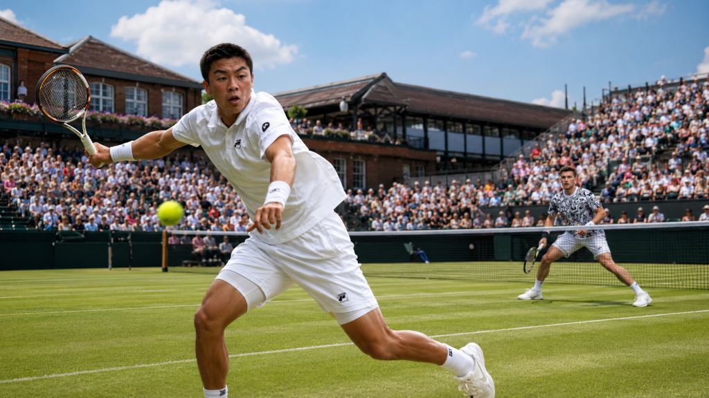 AI ilustracija: Brandon Nakashima sigurno svladao Martona Fucsovicsa u prvom kolu ATP Queen’sa na travi u Londonu u dva seta
