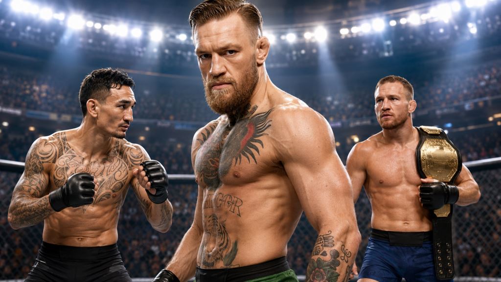 ilustración con IA: McGregor aparta el reto de Gaethje mientras Holloway define su próxima ruta titular rumbo a UFC 329 ahora
