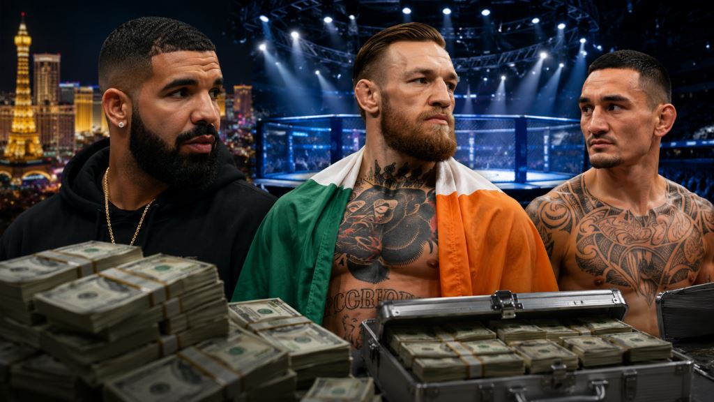 KI-Illustration: Drakes Millionenwette auf McGregor in Las Vegas macht den Holloway-Rückkampf bei UFC 329 zur globalen Story