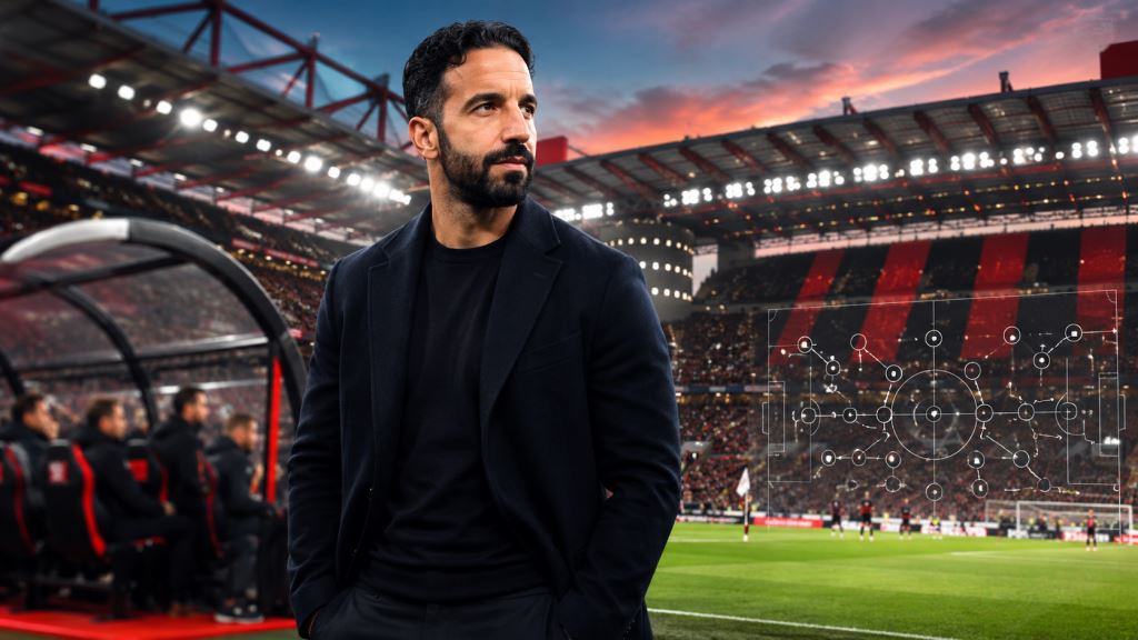 AI illustration: Rúben Amorim in AC Milan focus after major shake-up and open search for a new Serie A head coach role