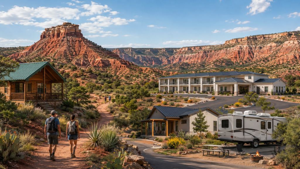 KI-Illustration: Canyon 2026 Reiseführer: Unterkünfte, Hotels, Apartments, Camping, Parken und Palo Duro Canyon