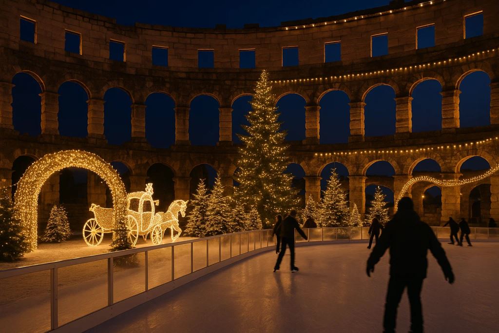 Adwent w Puli: łyżwy w Arenie i Pula Eye na Rivie, wraz z koncertami na Portaracie, Forum i w Giardini tej zimy
