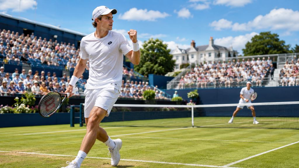 ilustracja AI: Altmaier kontra Kovacevic w ATP Eastbourne 2026: wygrana 6:4, 7:6(4) bez trzeciego seta w pierwszej rundzie
