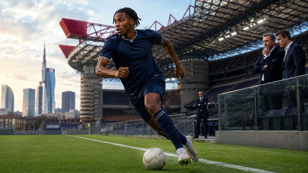 ilustración con IA: El Inter estudia a Djed Spence, pero el precio del Tottenham y el interés del Everton frenan su llegada a Milán
