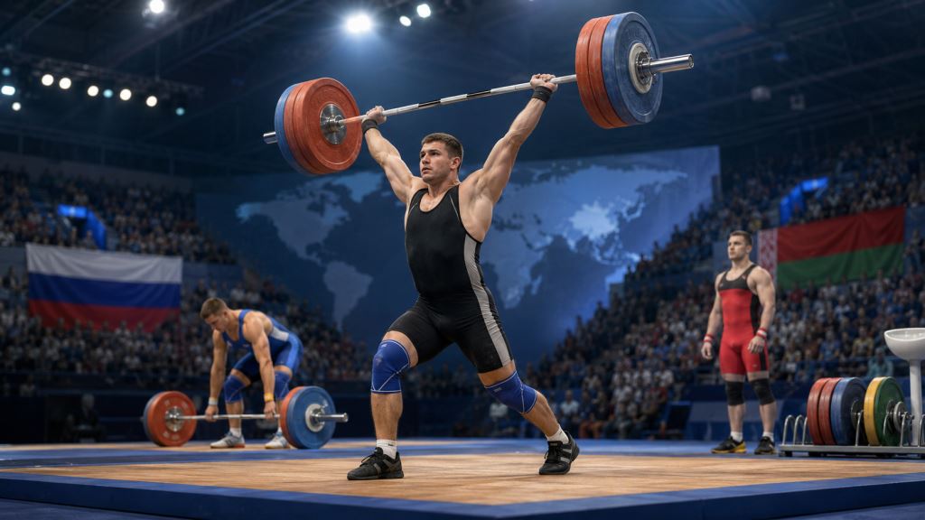 illustration IA: L'IWF rouvre toutes les catégories aux haltérophiles russes et biélorusses avant Los Angeles 2028 olympique