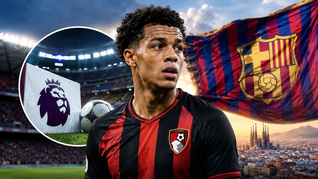 ilustracja AI: Barcelona znów obserwuje Eliego Juniora Kroupiego z Bournemouth, gdy Deco szuka alternatywy dla Juliana Alvareza