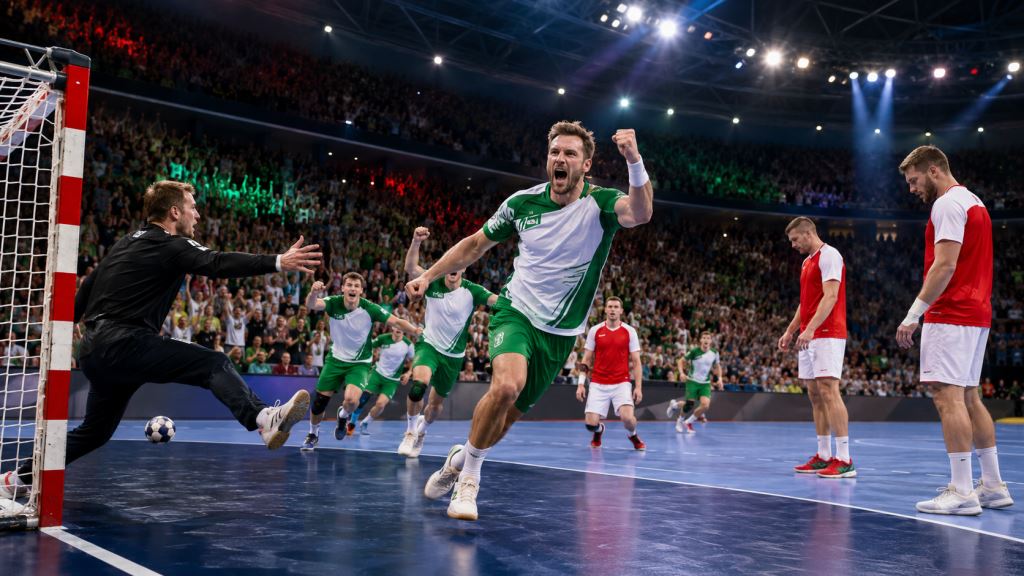 illustration IA: Magdeburg bat Aalborg 32:26 à Cologne et décroche le bronze en EHF Champions League
