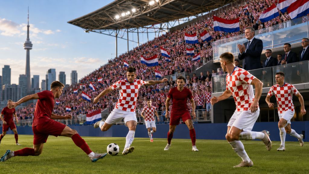 AI ilustracija: Hrvatska reprezentacija protiv Paname u Torontu uz potporu navijača i državnog vrha na SP-u 2026