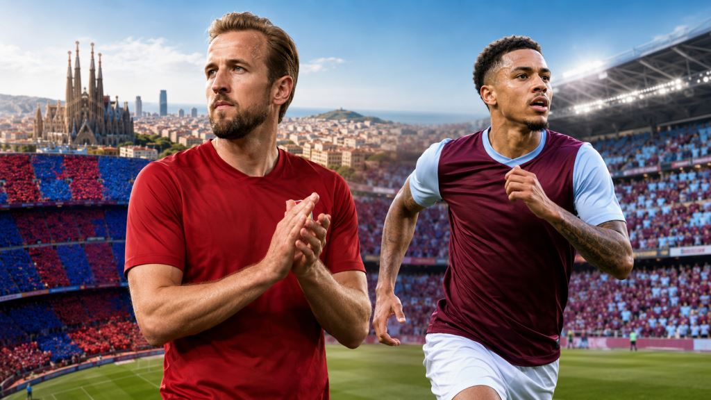 illustration IA: Kane reste plus proche du Bayern, Barcelone observe, Aston Villa fixe Rogers à 130 millions de livres