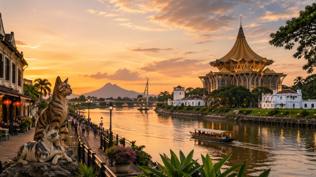 Kuching w Malezji: spokojniejsze wejście na Borneo z nadrzeczną promenadą, muzeami, kolonialnym dziedzictwem i pobliskim lasem deszczowym