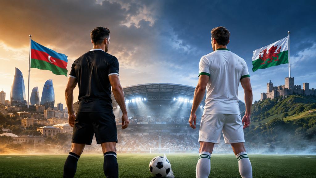 ilustracja AI: Sabah kontra The New Saints w pierwszej rundzie eliminacji Ligi Mistrzów, europejski test Azerbejdżanu i Walii