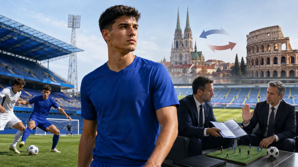 AI illustration: Dinamo reject Lazio bid for Domínguez and demand a transfer package worth around 15 million euros after talks