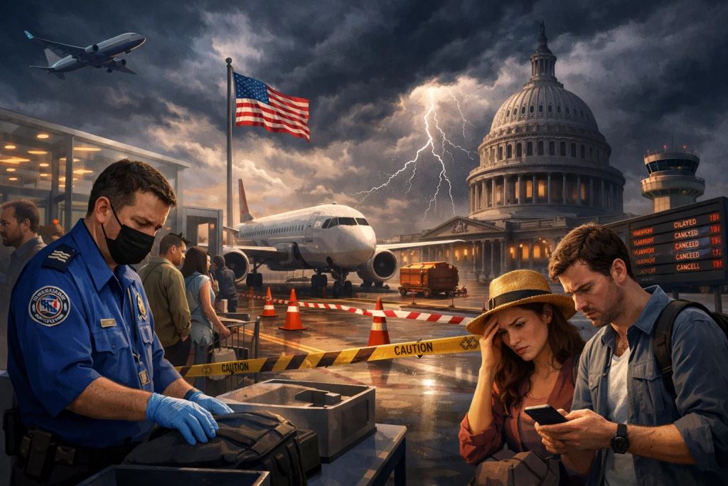 El shutdown parcial en EE. UU. sacude el tráfico aéreo: la TSA trabaja sin sueldo, los pasajeros esperan multitudes en los aeropuertos