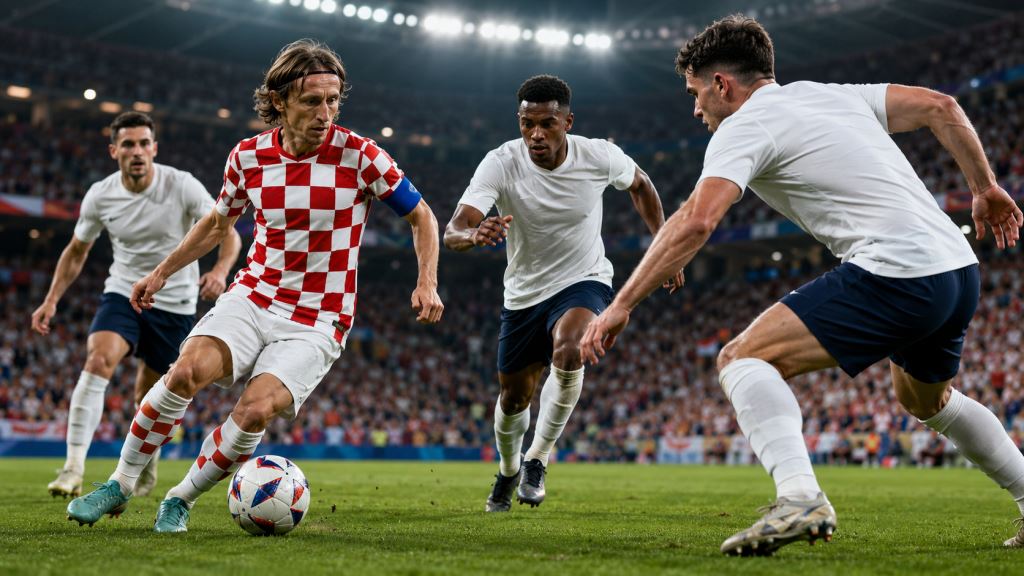 KI-Illustration: Agbonlahors Botschaft an England vor Kroatien: Warum Luka Modrić weiter das große Thema bleibt