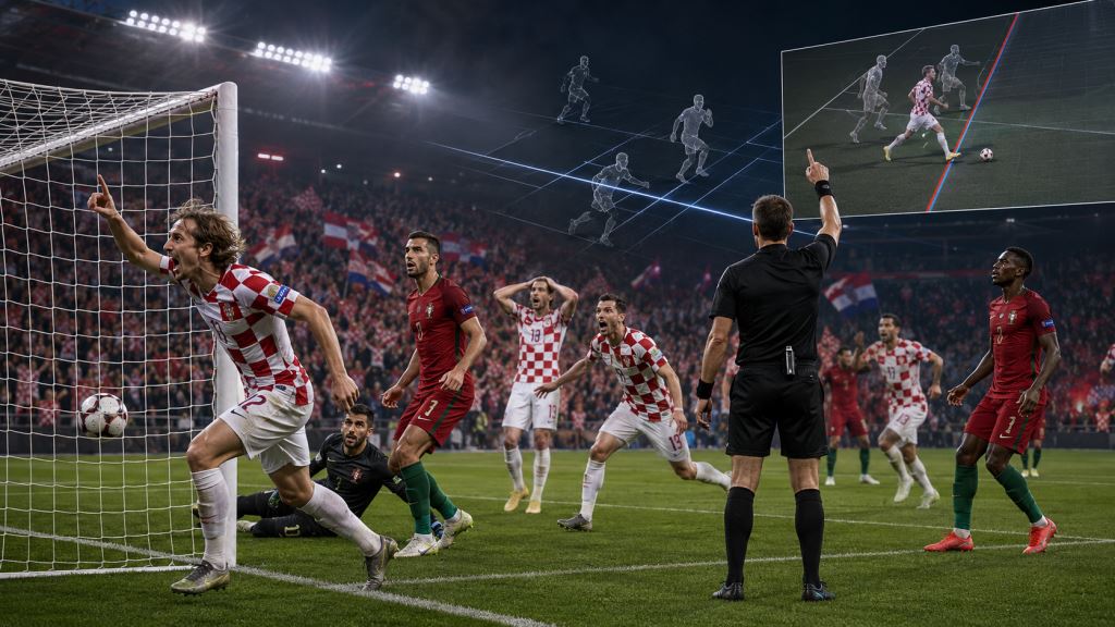 illustration IA: La Croatie éliminée par le Portugal après le drame VAR, but de Gvardiol refusé à la 103e minute dans le 2-1 du Mondial
