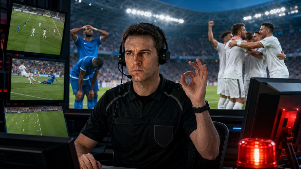 illustration IA: La FIFA examine le geste controversé de l’arbitre VAR Shaun Evans après Allemagne-Curaçao 7-1 au Mondial