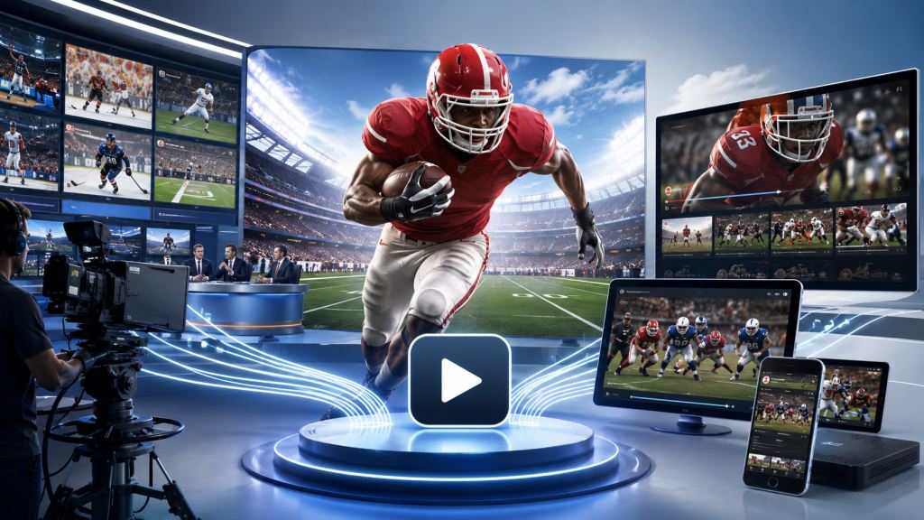 ilustracja AI: ESPN zmienia tożsamość: NFL Network, RedZone i streaming wyznaczają nową globalną strategię sportową