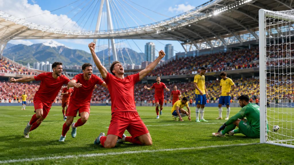 ilustracja AI: Szwajcaria pokonała Kolumbię po karnych w Vancouver i awansowała do ćwierćfinału MŚ 2026 po 72 latach