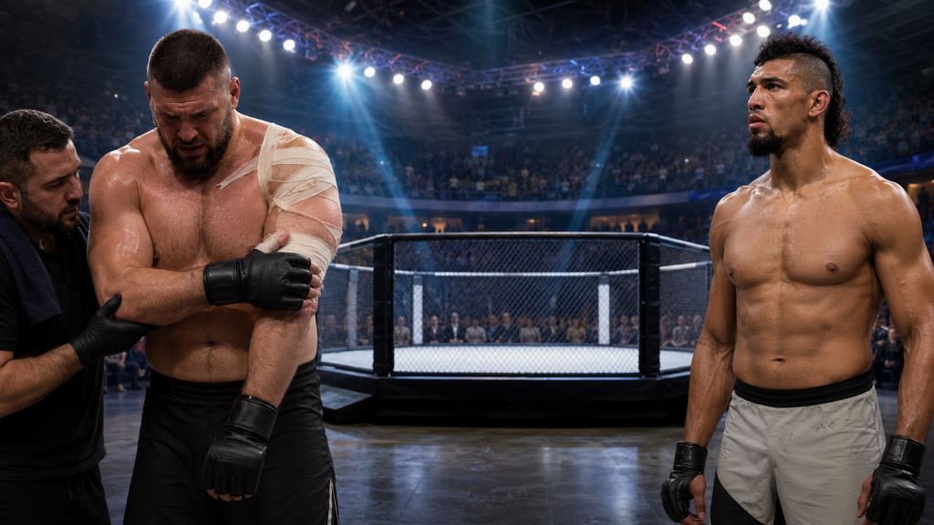 ilustración con IA: Ante Delija se baja por lesión del UFC en Belgrado y Johnny Walker espera nuevo rival de peso pesado