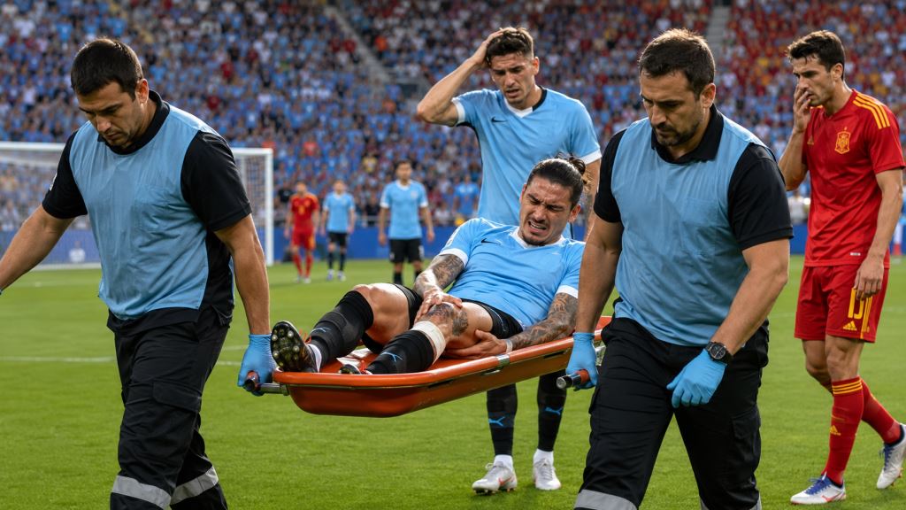 illustration IA: Grave blessure au genou de Manuel Ugarte au Mondial et incertitude majeure pour Manchester United cet été