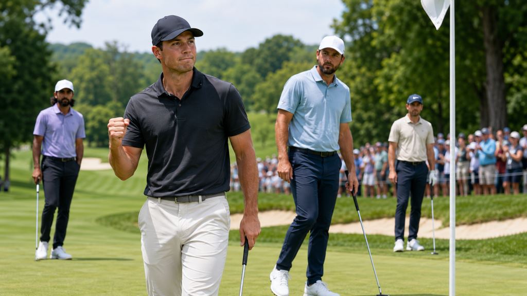 illustration IA: Hovland mène le Travelers Championship 2026, Scheffler à un coup avant le dernier tour PGA à Cromwell