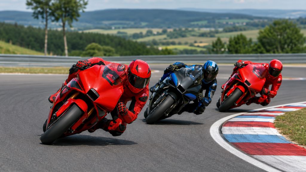 ilustracja AI: Bagnaia wygrywa MotoGP Tissot Sprint w Brnie przed Ogurą i Marcem Marquezem w GP Czech 2026 po kontrolowanym wyścigu