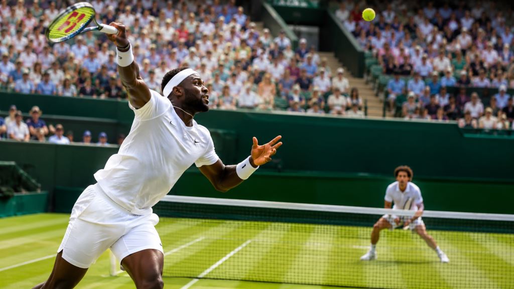ilustracja AI: Frances Tiafoe pokonał Flavia Cobolliego w Halle i awansował w Terra Wortmann Open