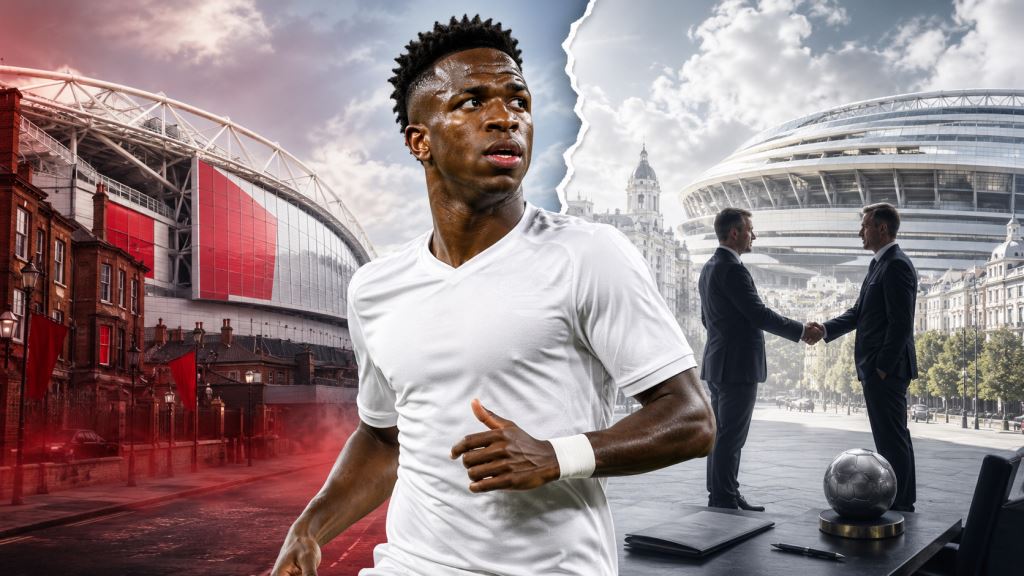 illustration IA: Arsenal aurait trouvé un accord avec Vinícius Júnior, mais le Real Madrid refuse toujours de le vendre