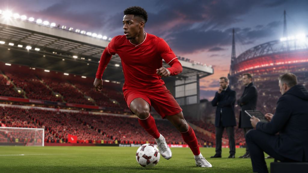 AI illustration: Liverpool’s Yan Diomande transfer pursuit, PSG interest in RB Leipzig winger after Mohamed Salah exit