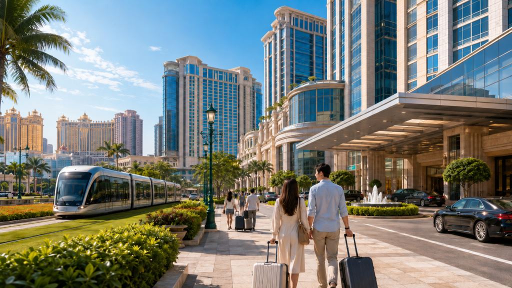 AI illustration: Cotai 2026 guide to hotels, apartments, best areas, transport, parking and the real cost of your stay