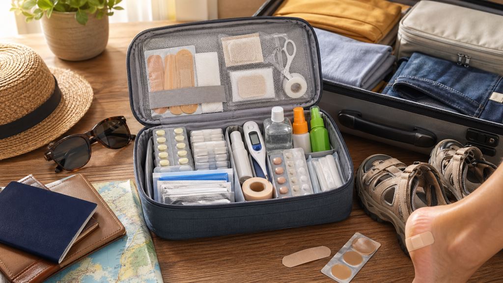 Trousse à pharmacie de voyage avant la valise : comment se préparer aux ampoules, aux troubles digestifs, aux allergies et aux médicaments