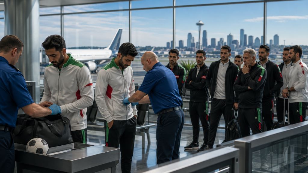 AI illustration: Iran Accuses U.S. Of Detaining Taremi And Alhoei Before Crucial World Cup Match