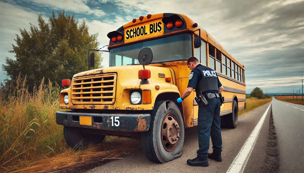 Police exclude technically defective school bus from traffic