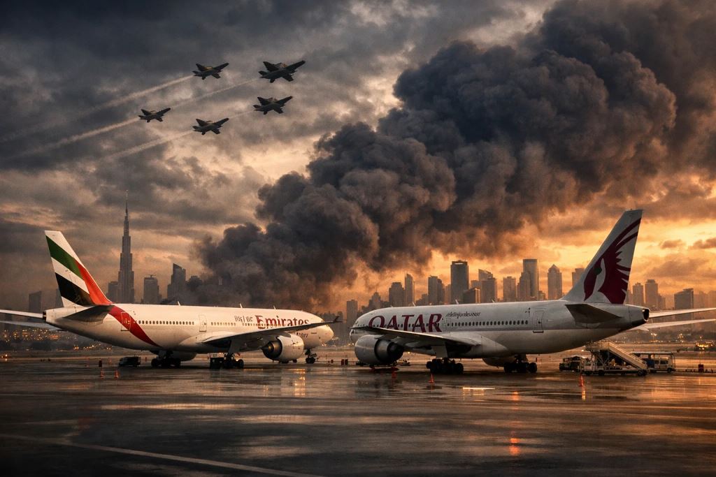 Emirates und Qatar Airways setzten Flüge nach der Schließung des Luftraums über dem Persischen Golf aus
