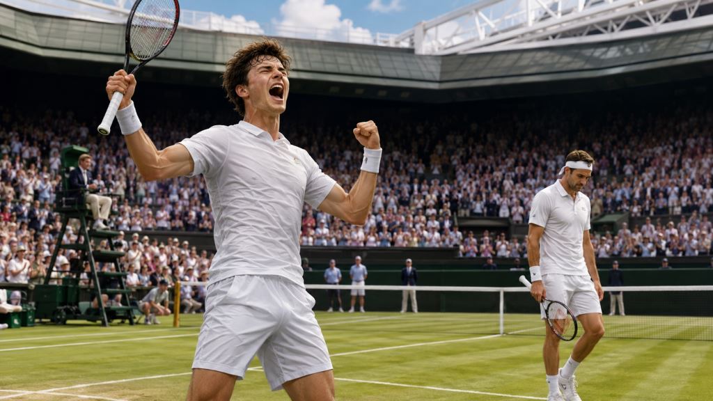 AI ilustracija: Arthur Fery srušio Dimitrova u pet setova i pretvorio Centre Court u priču britanskog autsajdera Wimbledona